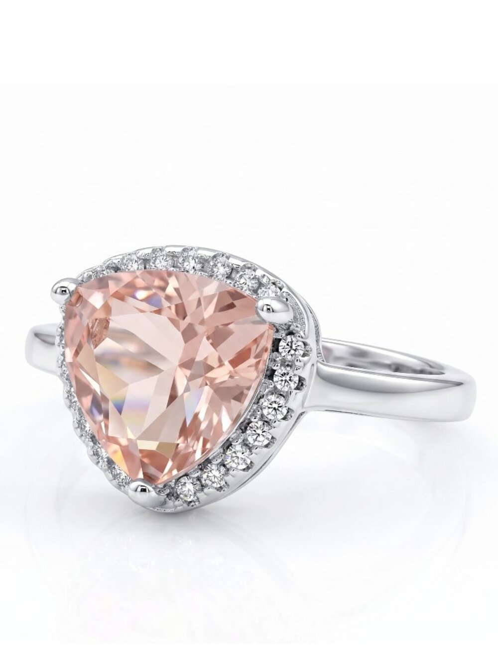 Blush Pink Trillion Ring, Charmed Aroma 925 Sterling Silver